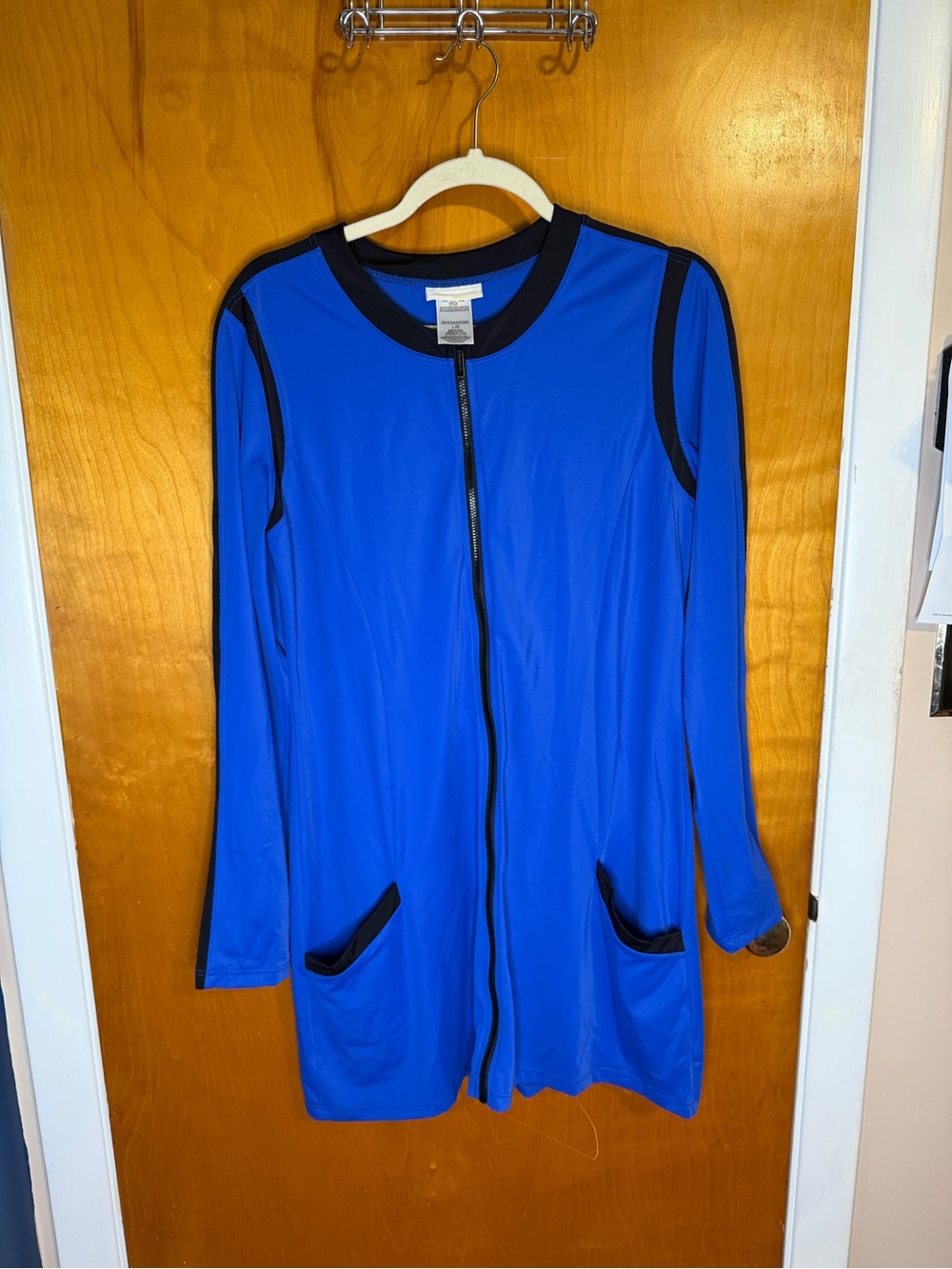 MICHAEL Michael Kors Royal Blue Long Sleeve Zip Cardigan with Black Trim